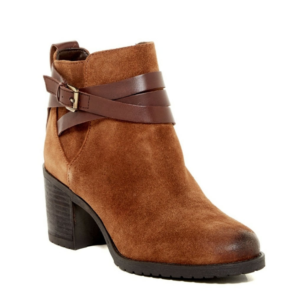 Sam Edelman Brown Ankle Boots with Suede Finish and Buckle Detail